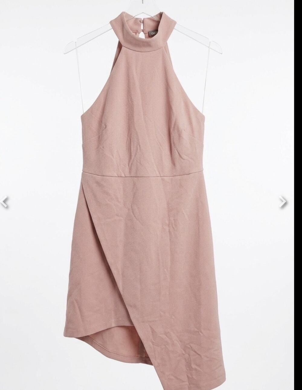 ASOS Pink Textured Halter Neck Asymmetrical Mini Dress New With Tags Size 12